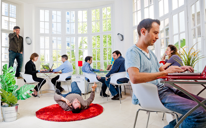 Working at TheHive in Tel Aviv (unlike the other shots in this series, this picture was scripted and directed).