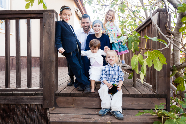 The Struganos on the back porch of their new house in Carmiel.
